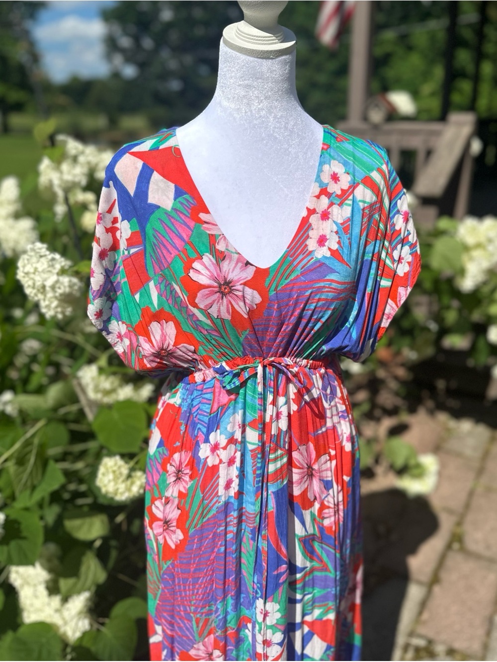 Pietro Brunelli Milano Viscose Floral V-Neck Maternity Maxi Dress Size Medium - Picture 2 of 11